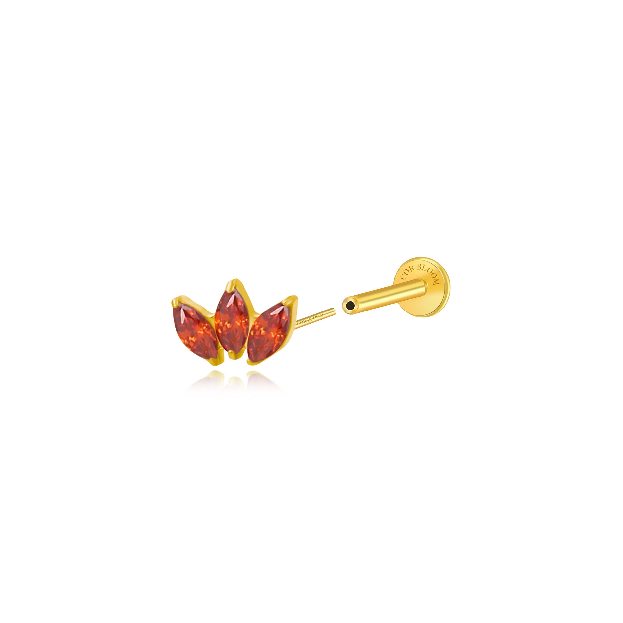 Titanium Dafni Mini Three-Petal Stud - Red Garnet