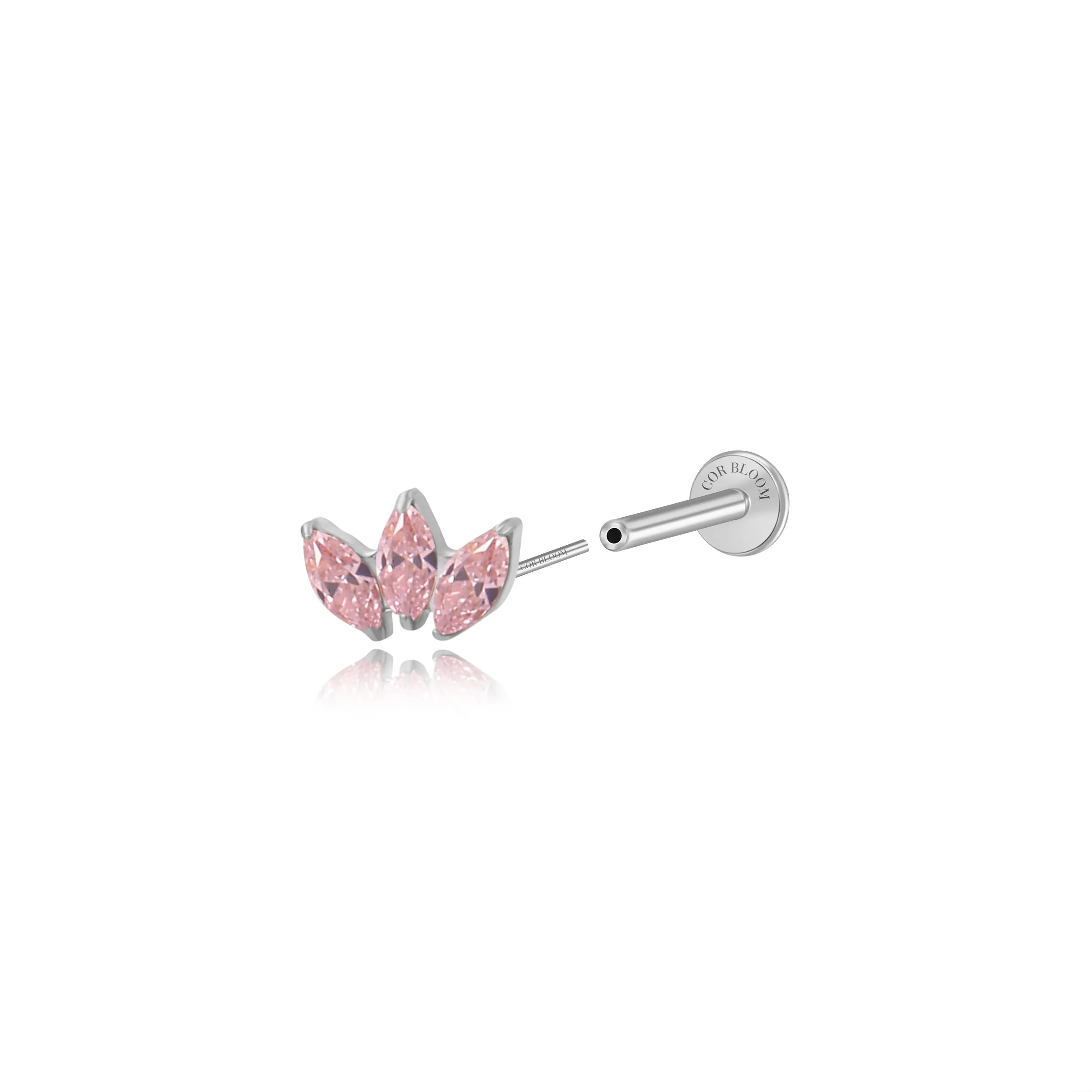 Titanium Dafni Mini Three-Petal Stud - Pink