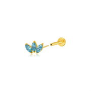 Titanium Dafni Mini Three-Petal Stud - Aquamarine