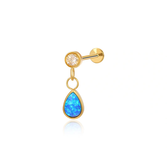 Titanium Adara Blue Opal Dangling Flat Back Earring