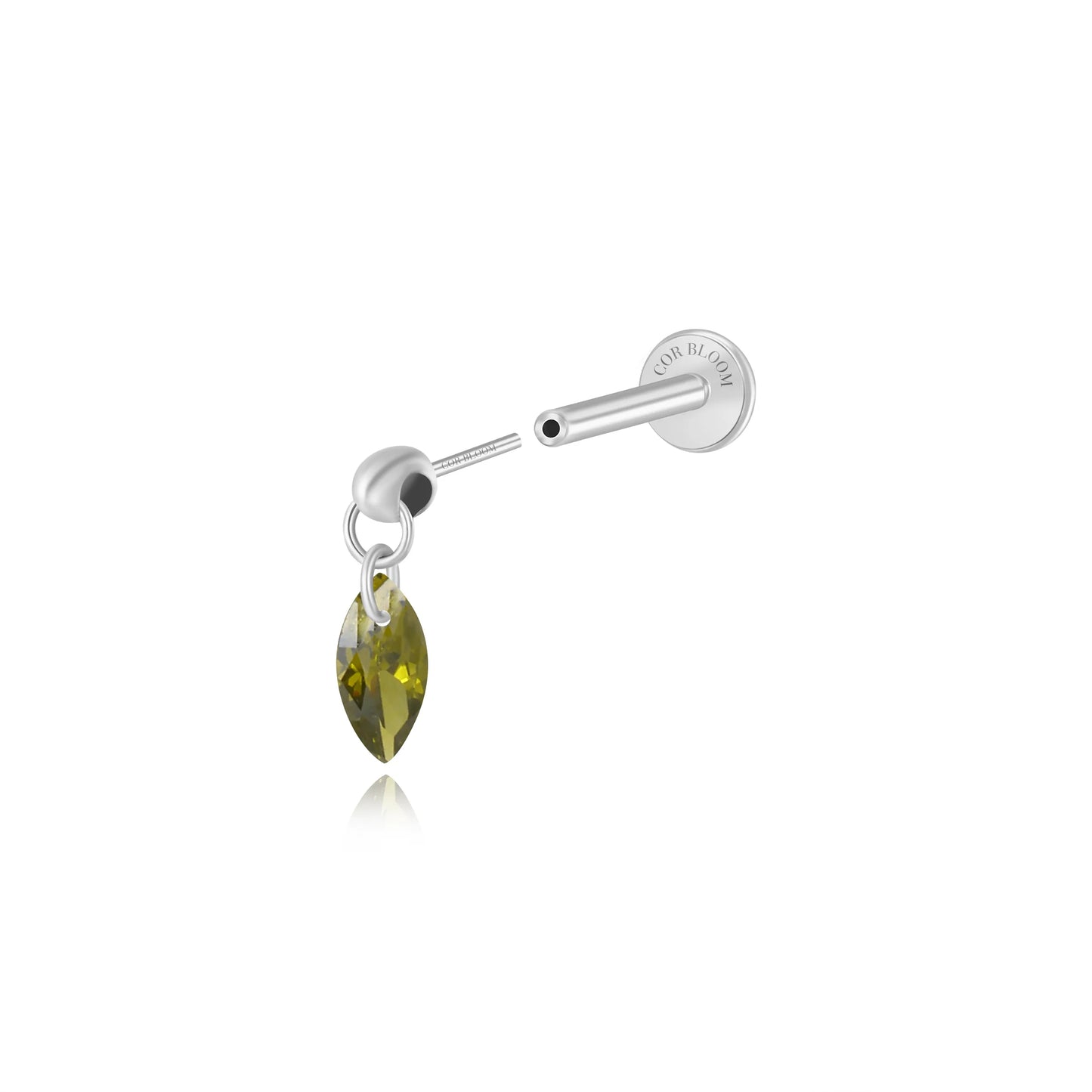 Titanium Peridot Floating Marquise Stud | Vertical Helix Earring