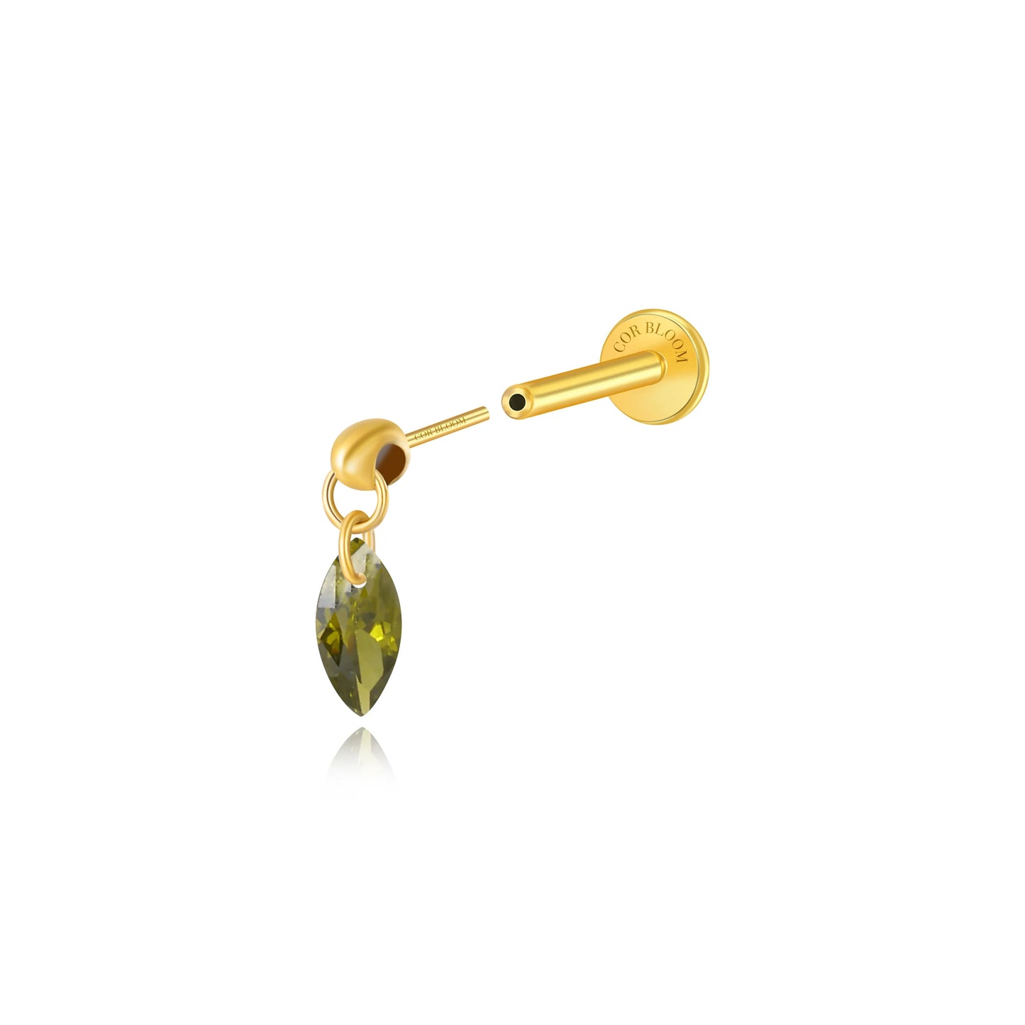 Titanium Peridot Floating Marquise Stud | Vertical Helix Earring