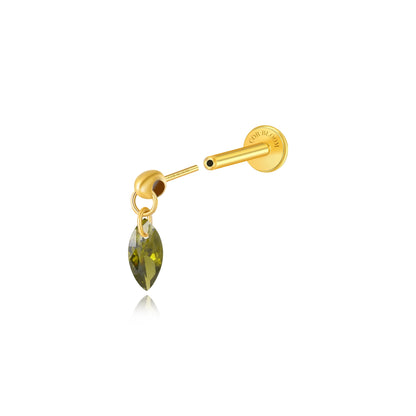 Titanium Peridot Floating Marquise Stud | Vertical Helix Earring