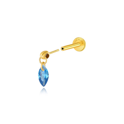 Titanium Blue Sapphire Floating Marquise Stud | Vertical Helix Earring