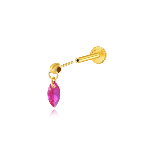 Titanium Ruby Floating Marquise Stud | Vertical Helix Earring