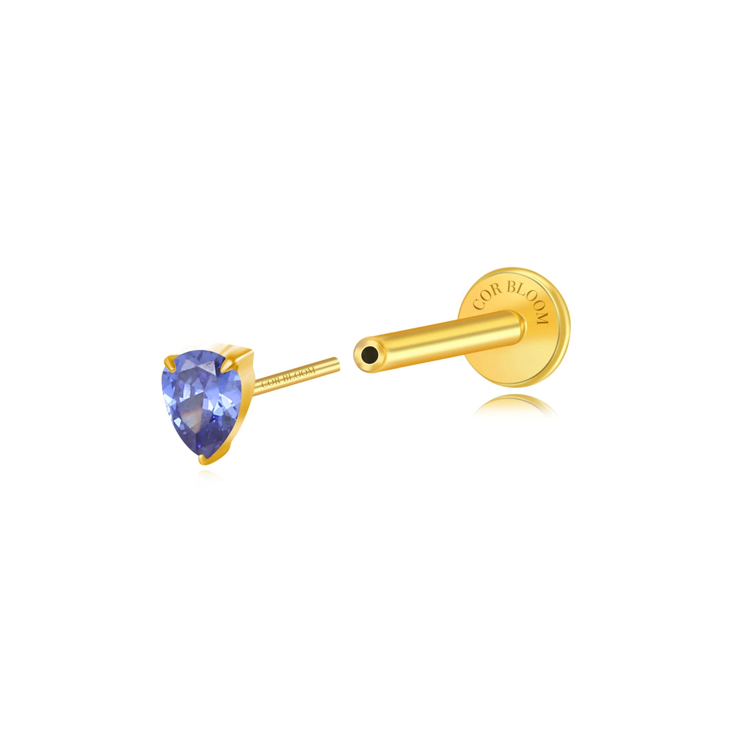 Titanium Apion Tanzanite Waterdrop Flat Back Stud