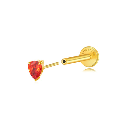 Titanium Apion Orange Red Waterdrop Flat Back Stud