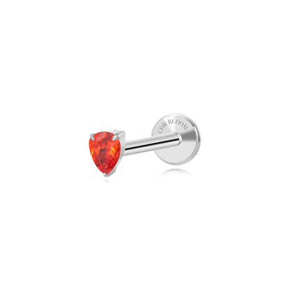 Titanium Apion Orange Red Waterdrop Flat Back Stud