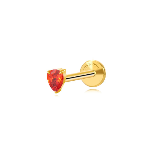 Titanium Apion Orange Red Waterdrop Flat Back Stud