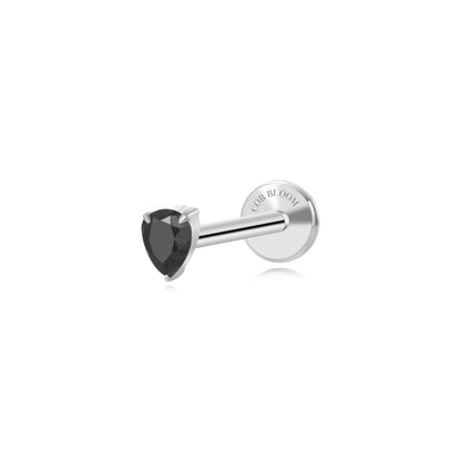 Titanium Apion Black Waterdrop Flat Back Stud