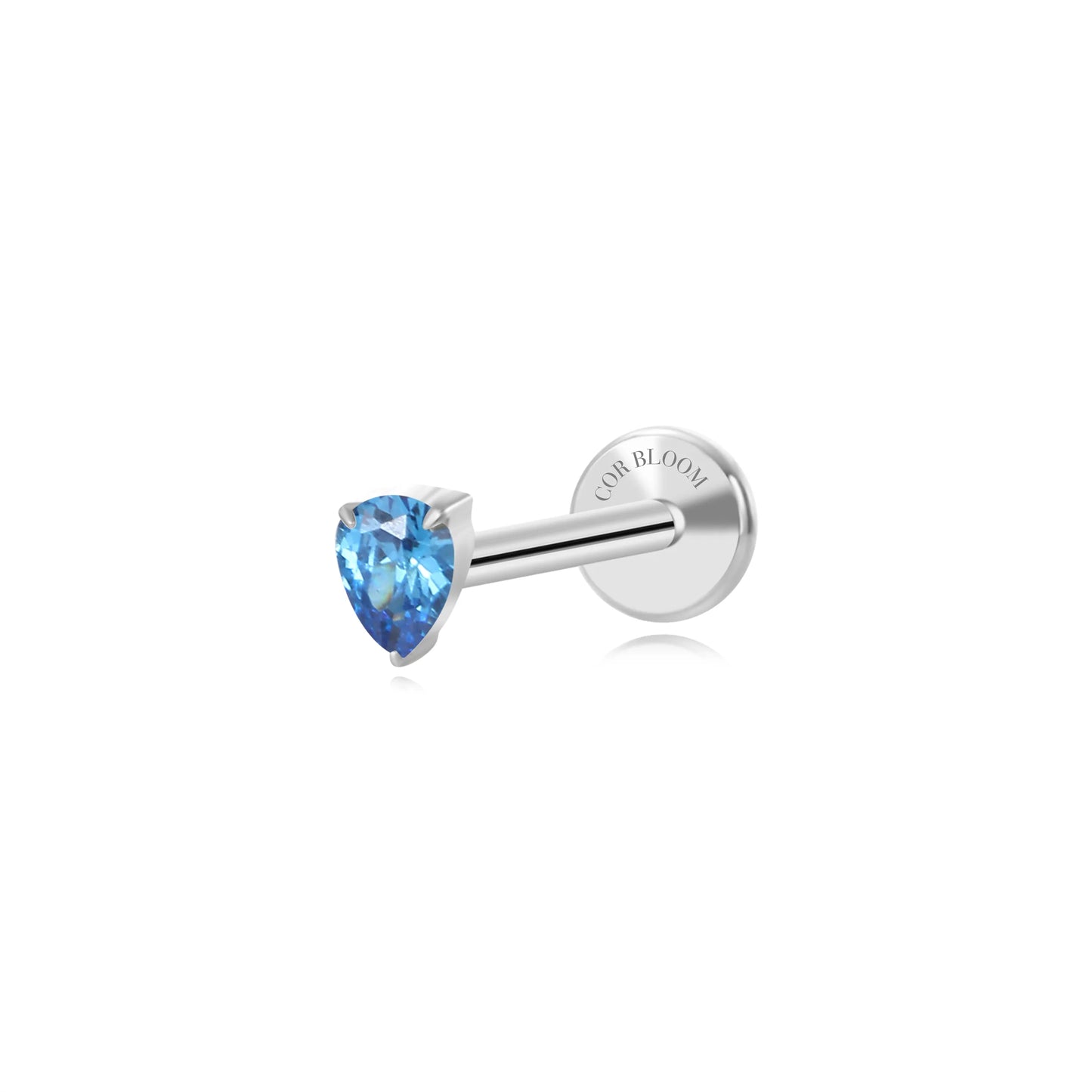 Titanium Apion Blue Sapphire Waterdrop Flat Back Stud