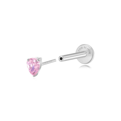 Titanium Apion Pink Waterdrop Flat Back Stud