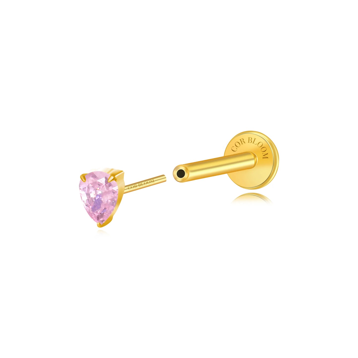 Titanium Apion Pink Waterdrop Flat Back Stud