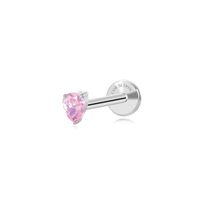 Titanium Apion Pink Waterdrop Flat Back Stud