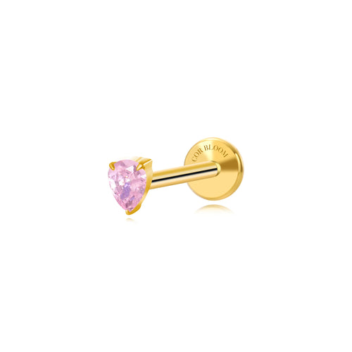 Titanium Apion Pink Waterdrop Flat Back Stud