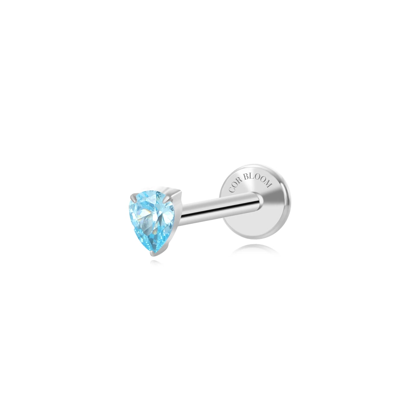 Titanium Apion Aquamarine Waterdrop Flat Back Stud