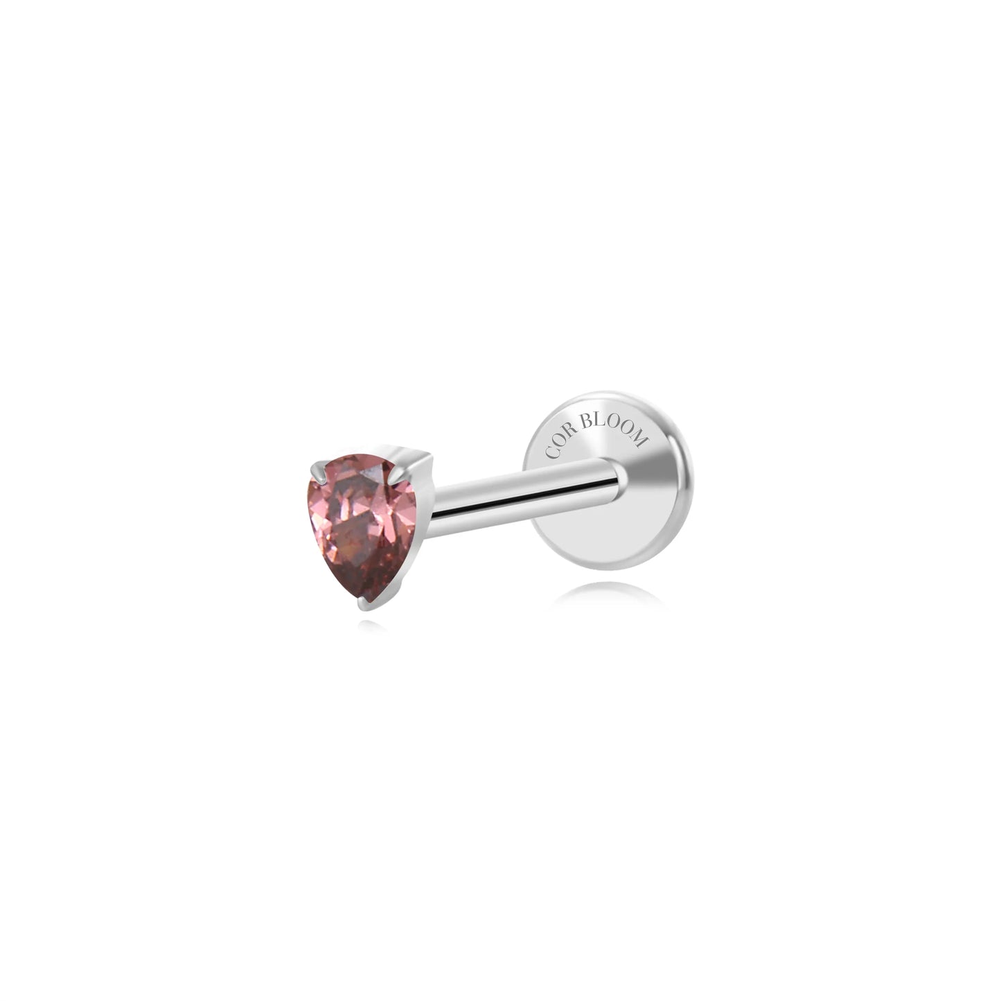 Titanium Apion Rhodolite Waterdrop Flat Back Stud