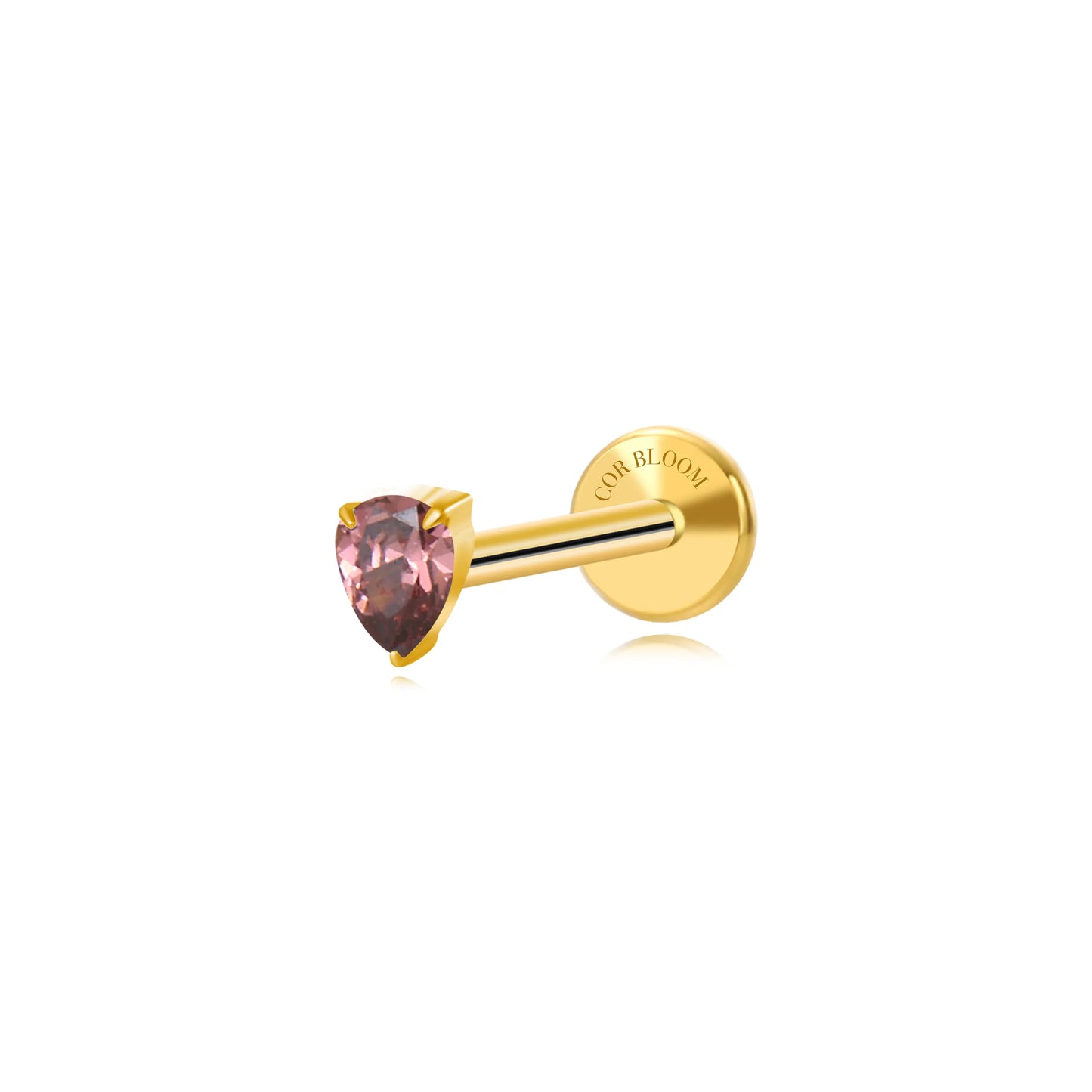 Titanium Apion Rhodolite Waterdrop Flat Back Stud