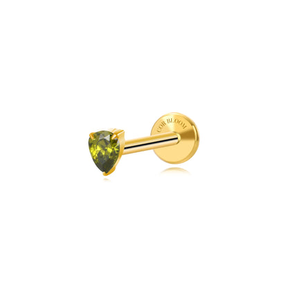 Titanium Apion Peridot Waterdrop Flat Back Stud