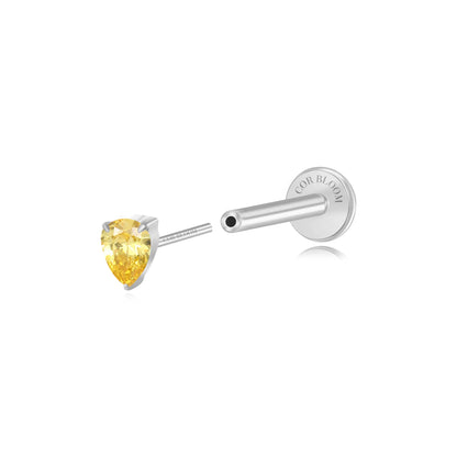 Titanium Apion Yellow Citrine Waterdrop Flat Back Stud