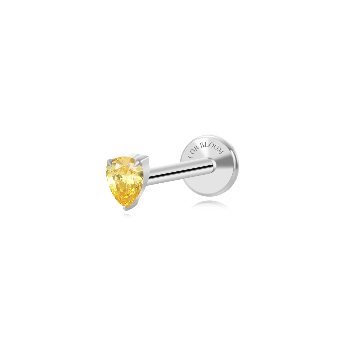 Titanium Apion Yellow Citrine Waterdrop Flat Back Stud