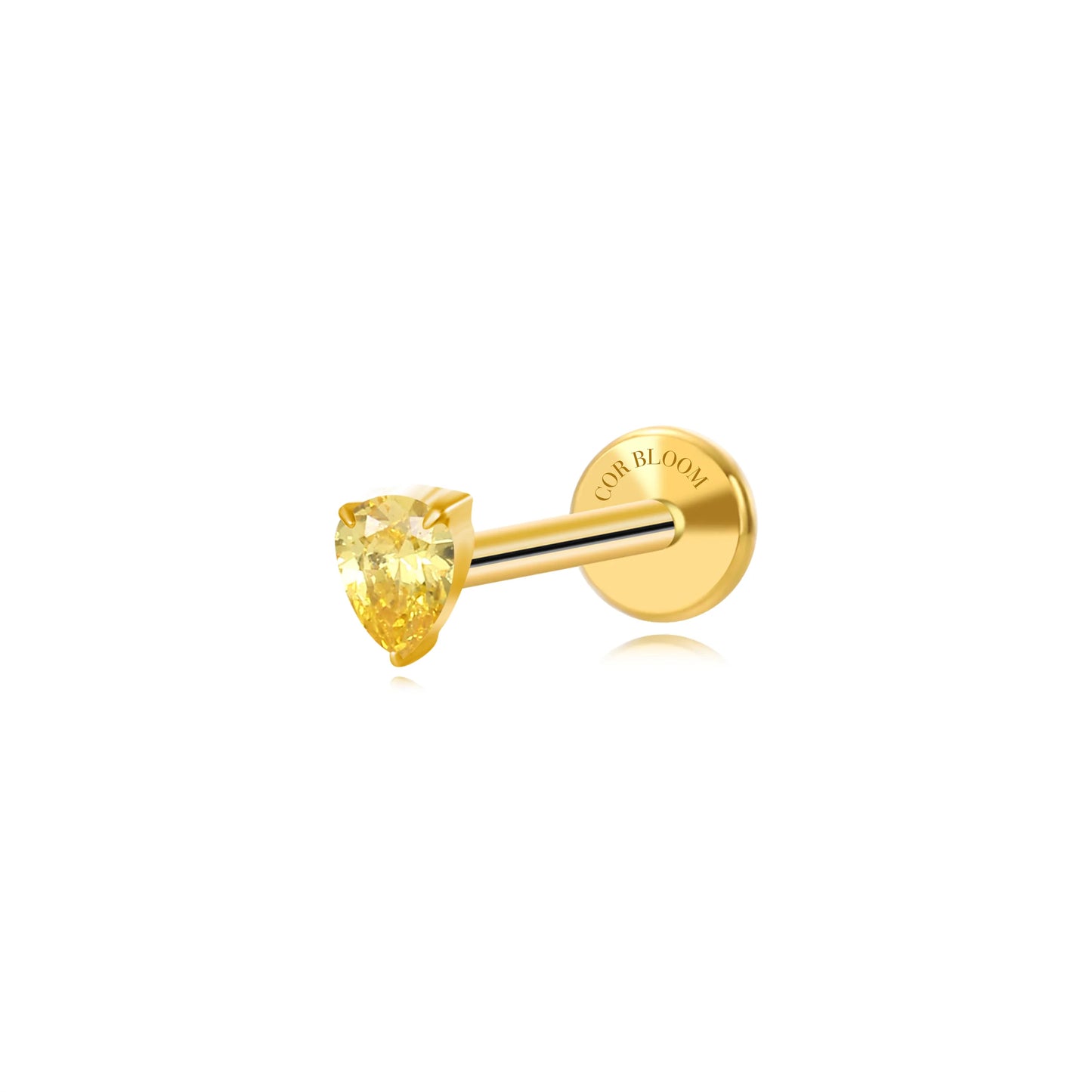 Titanium Apion Yellow Citrine Waterdrop Flat Back Stud