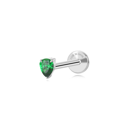 Titanium Apion Green Emerald Waterdrop Flat Back Stud