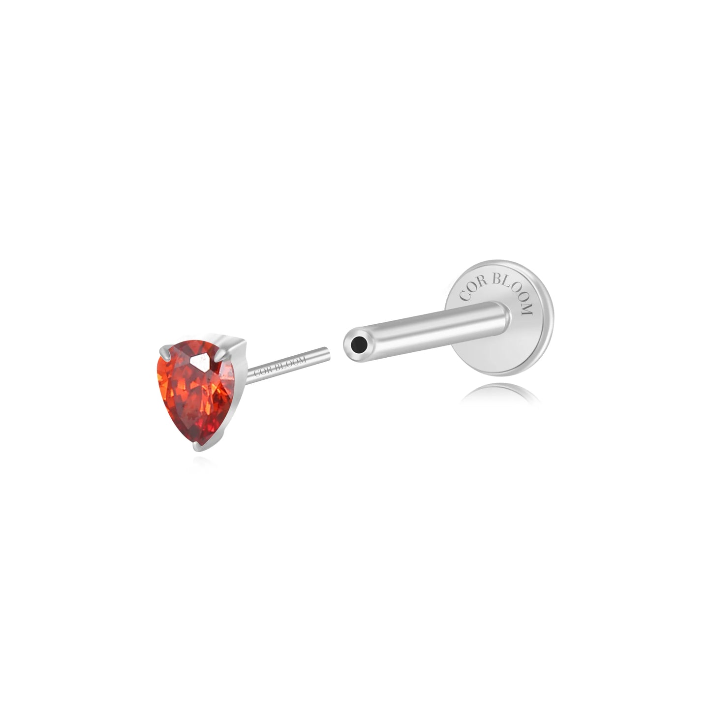 Titanium Apion Red Garnet Waterdrop Flat Back Stud