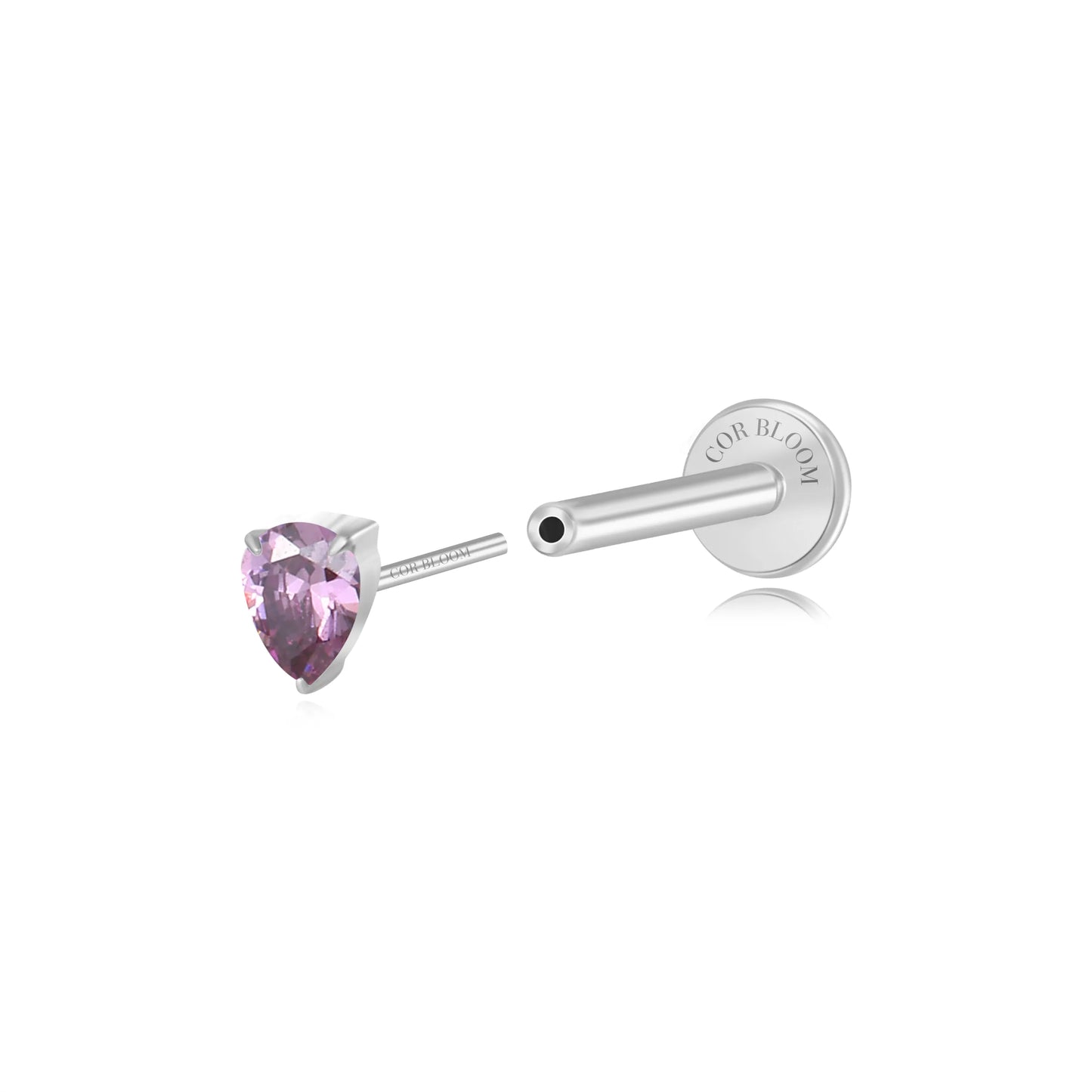 Titanium Apion Amethyst Waterdrop Flat Back Stud