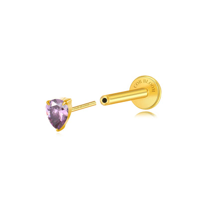 Titanium Apion Amethyst Waterdrop Flat Back Stud