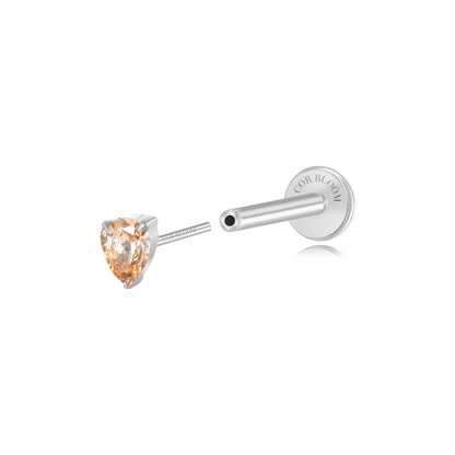 Titanium Apion Champagne Waterdrop Flat Back Stud