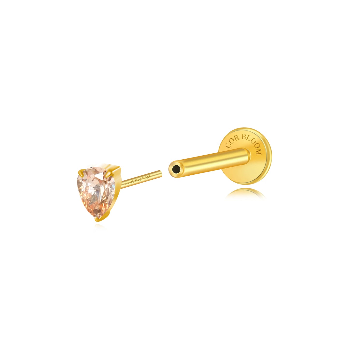 Titanium Apion Champagne Waterdrop Flat Back Stud