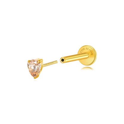 Titanium Apion Champagne Waterdrop Flat Back Stud