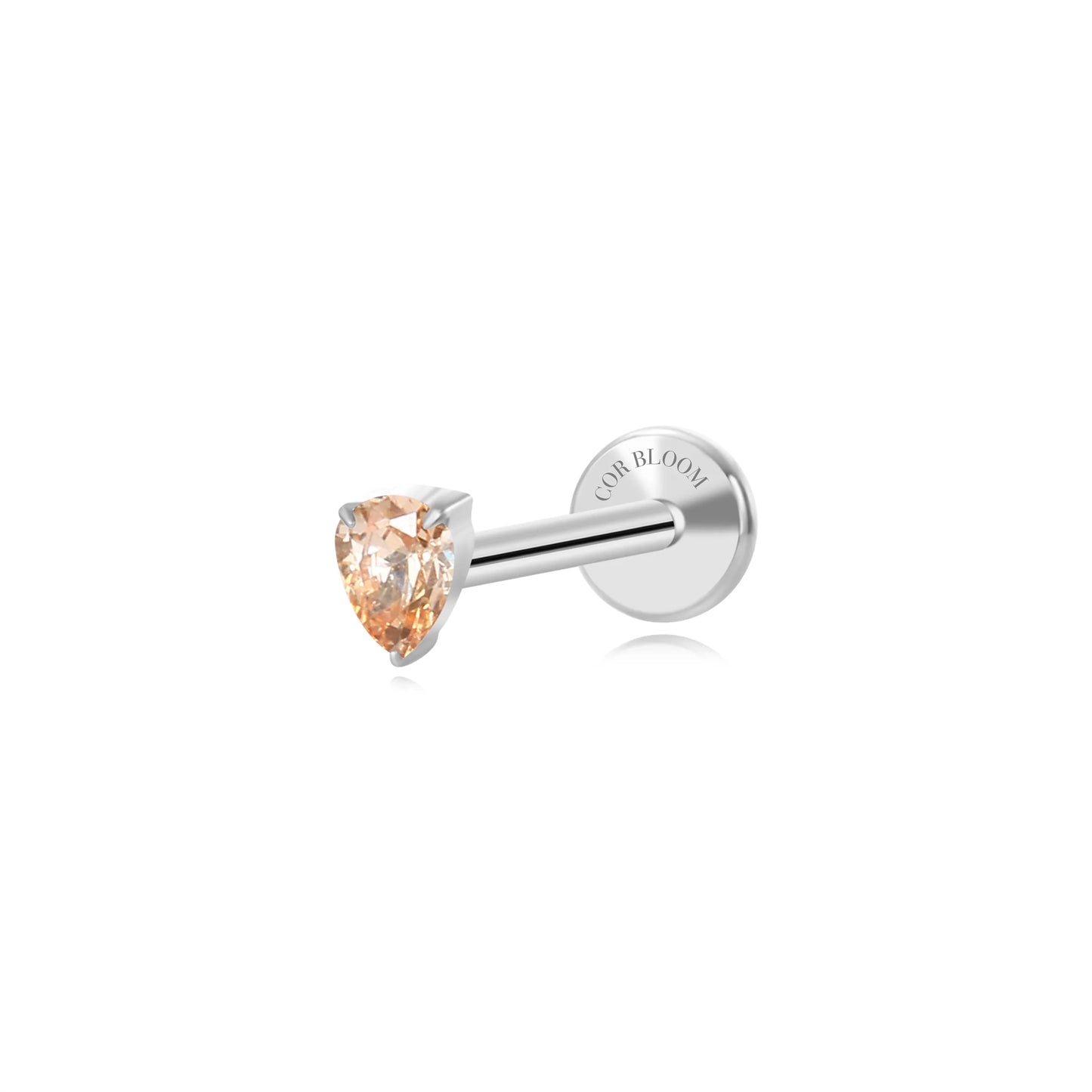 Titanium Apion Champagne Waterdrop Flat Back Stud