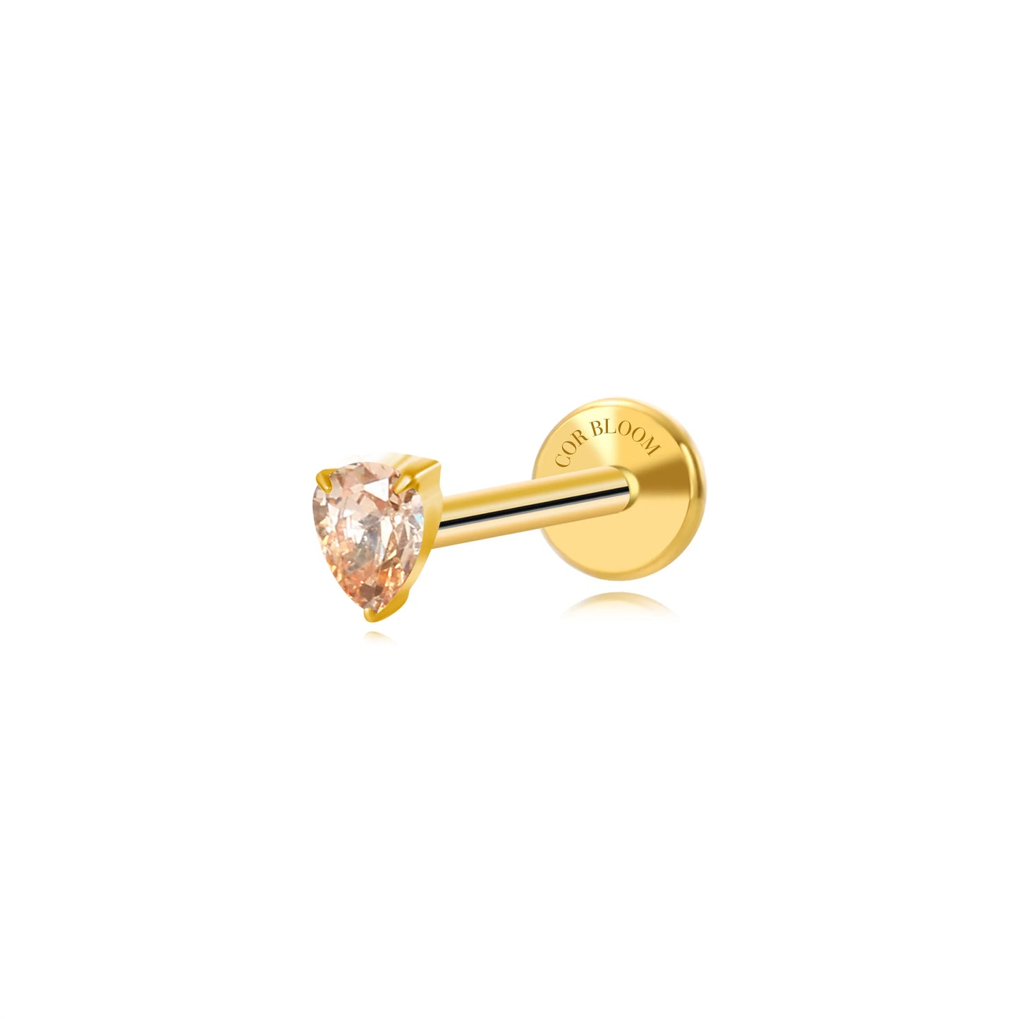 Titanium Apion Champagne Waterdrop Flat Back Stud