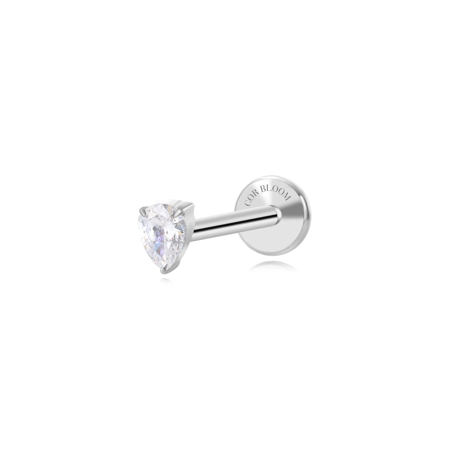 Titanium Apion Diamond Waterdrop Flat Back Stud