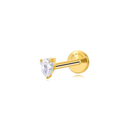 Titanium Apion Diamond Waterdrop Flat Back Stud