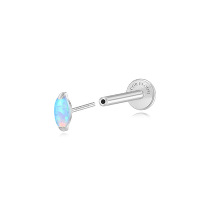 Titanium Mini Nomiki Sky Blue Opal Marquise Flat Back Stud