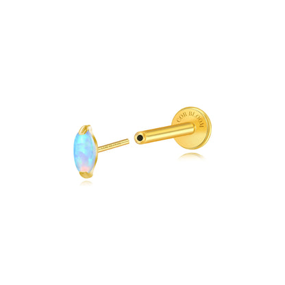 Titanium Mini Nomiki Sky Blue Opal Marquise Flat Back Stud