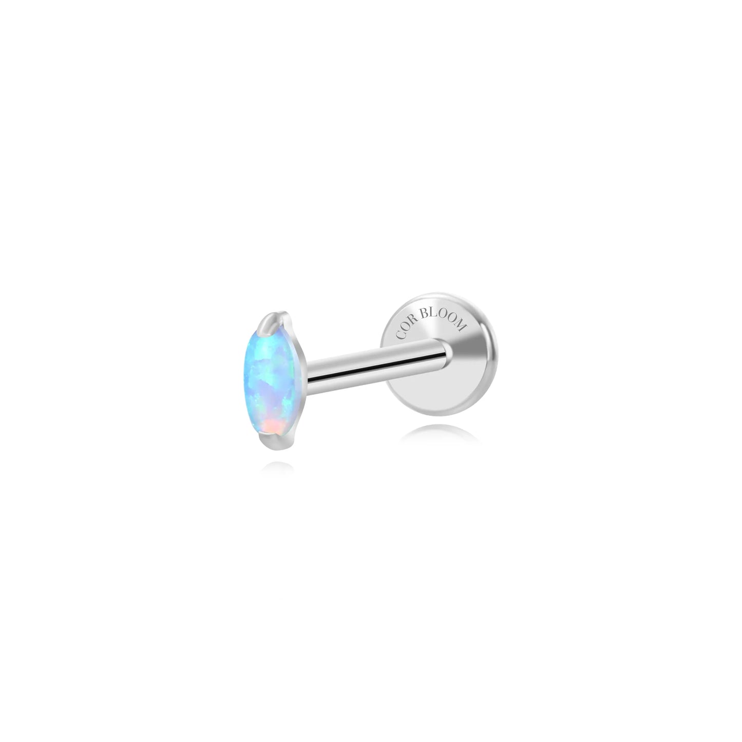 Titanium Mini Nomiki Sky Blue Opal Marquise Flat Back Stud