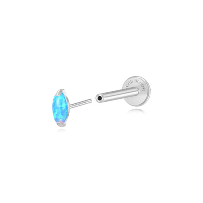 Titanium Mini Nomiki Ocean Blue Opal Marquise Flat Back Stud