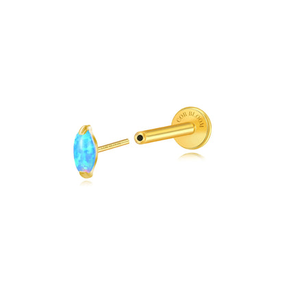 Titanium Mini Nomiki Ocean Blue Opal Marquise Flat Back Stud