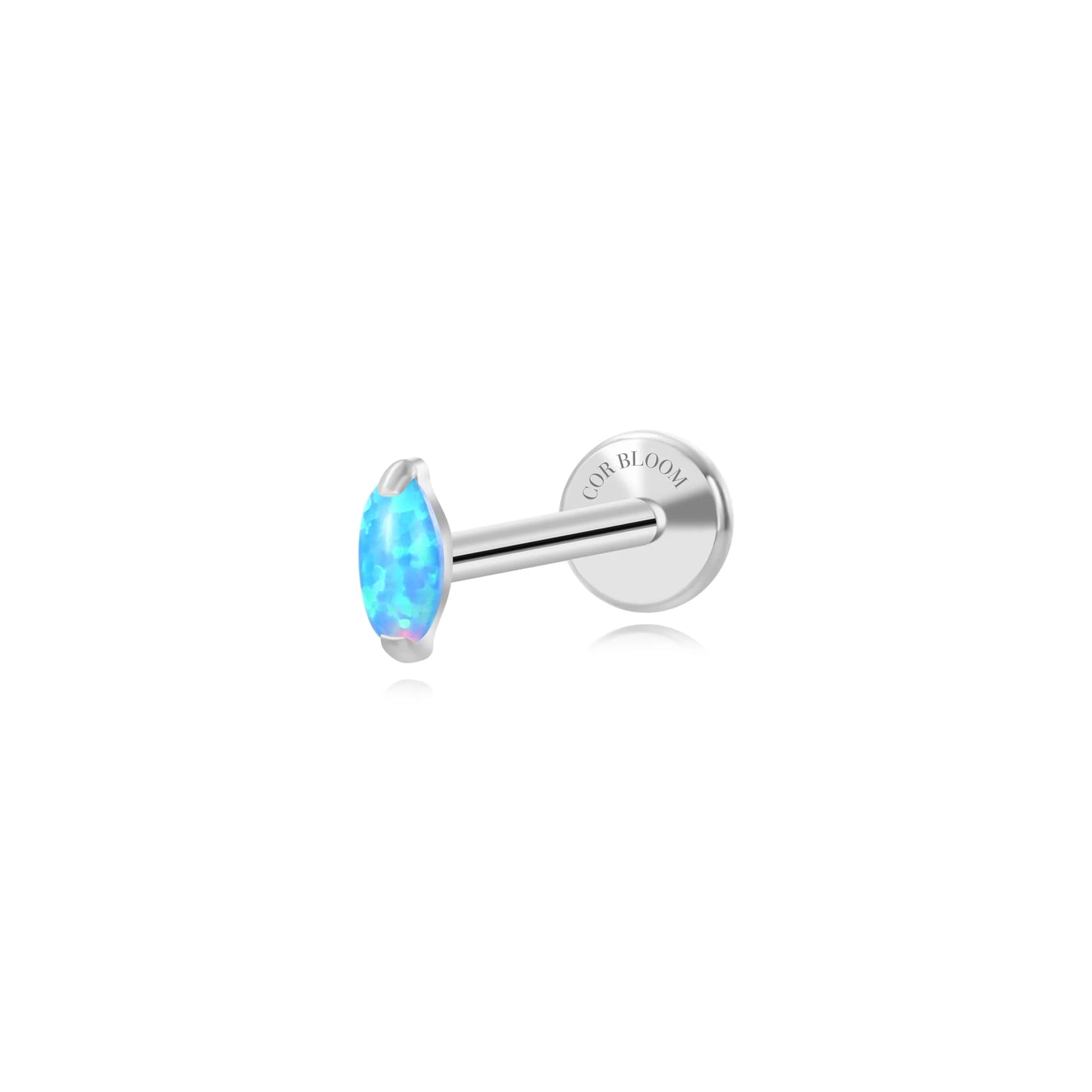 Titanium Mini Nomiki Ocean Blue Opal Marquise Flat Back Stud