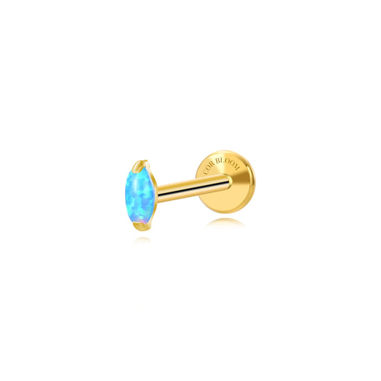 Titanium Mini Nomiki Ocean Blue Opal Marquise Flat Back Stud