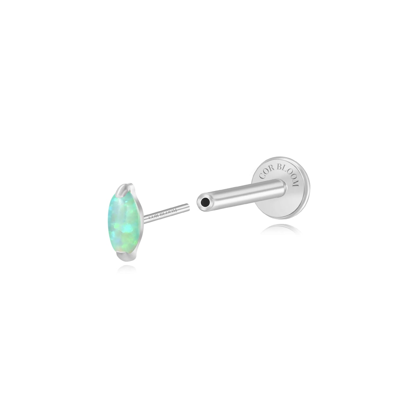 Titanium Mini Nomiki Spring Breeze Green Opal Marquise Flat Back Stud