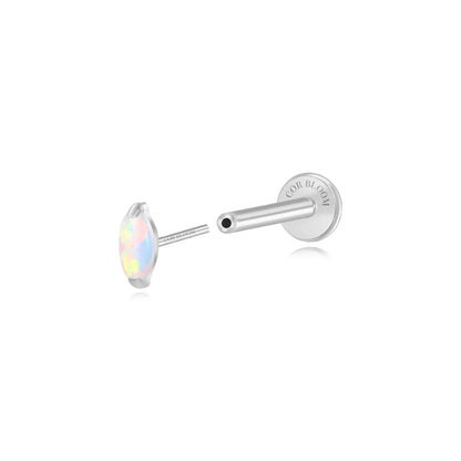 Titanium Mini Nomiki White Opal Marquise Flat Back Stud