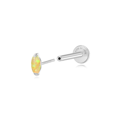 Titanium Mini Nomiki Yellow Citrine Opal Marquise Flat Back Stud