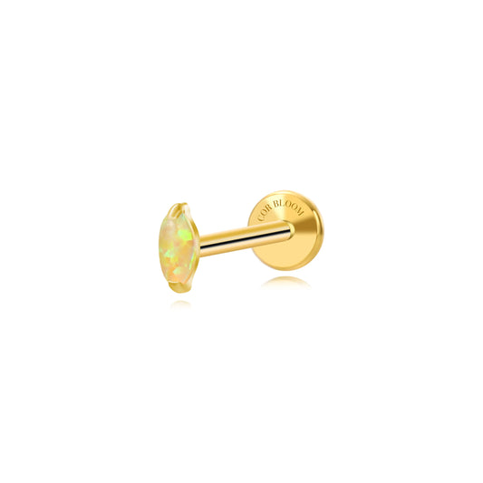 Titanium Mini Nomiki Yellow Citrine Opal Marquise Flat Back Stud