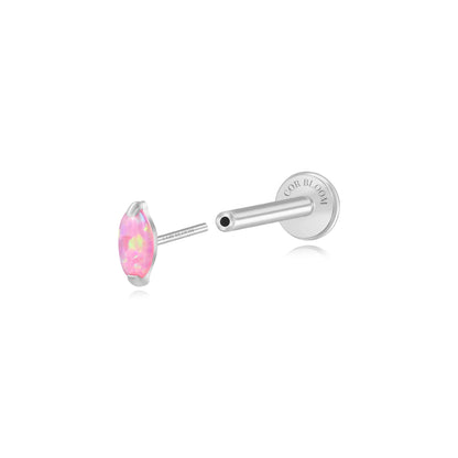 Titanium Mini Nomiki Pink Opal Marquise Flat Back Stu