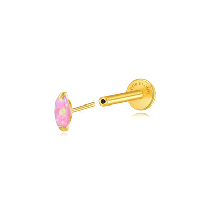 Titanium Mini Nomiki Pink Opal Marquise Flat Back Stu